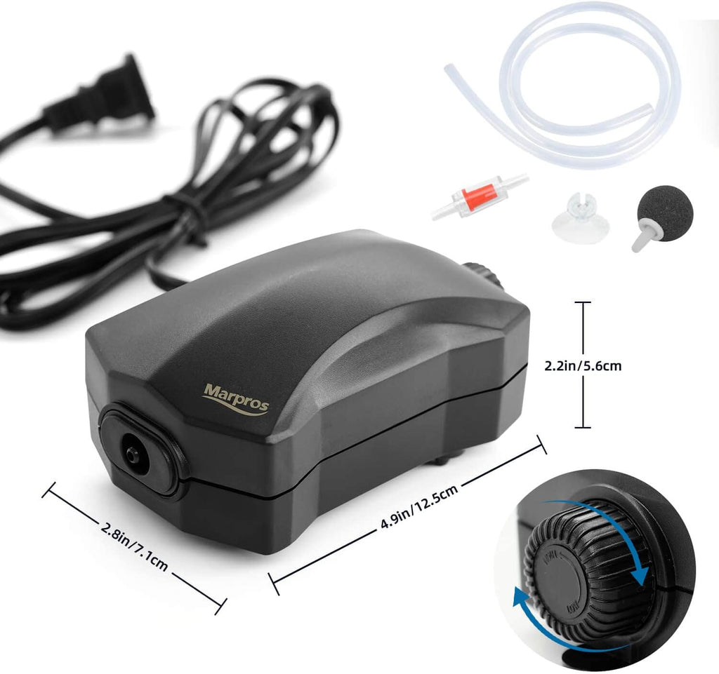 Aquarium Air Pump Single Outlet/Dual Outlet Adjustable Aerator with Accessories for 10-100 Gallon Fish Tank
