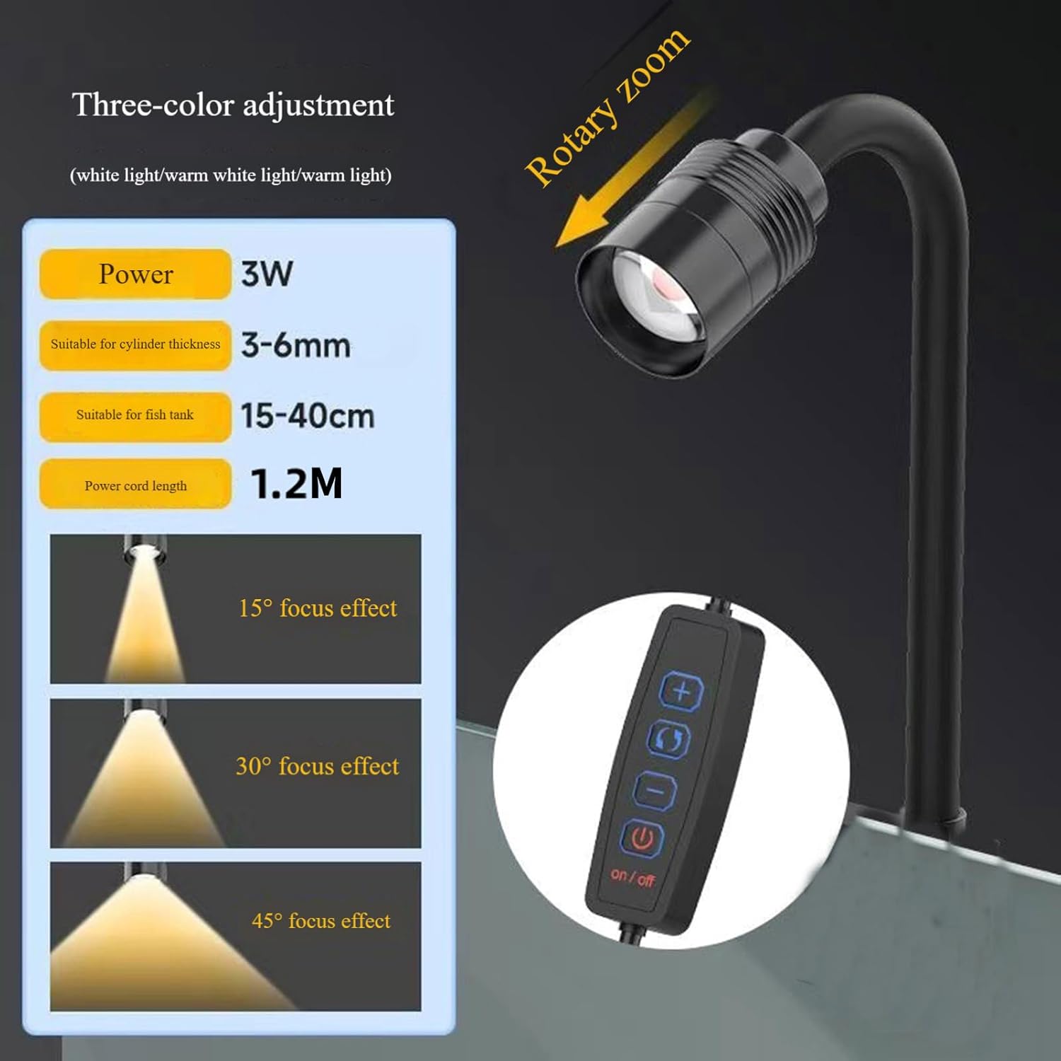 LED Aquarium Light,Remote Control Planted Fish Tank,Aluminum Housing Energy Efficient Focused Beam Aluminum LED Fishtanks