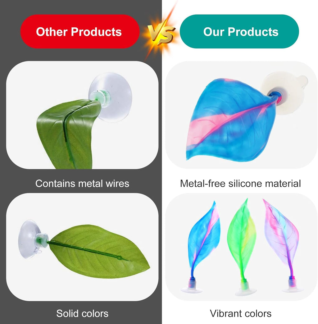 Lusofie 3Pcs Betta Fish Bed Leaf Hammock - Silicone Betta Fish Hammock, Aquarium Resting Spot, Comfortable and Safe