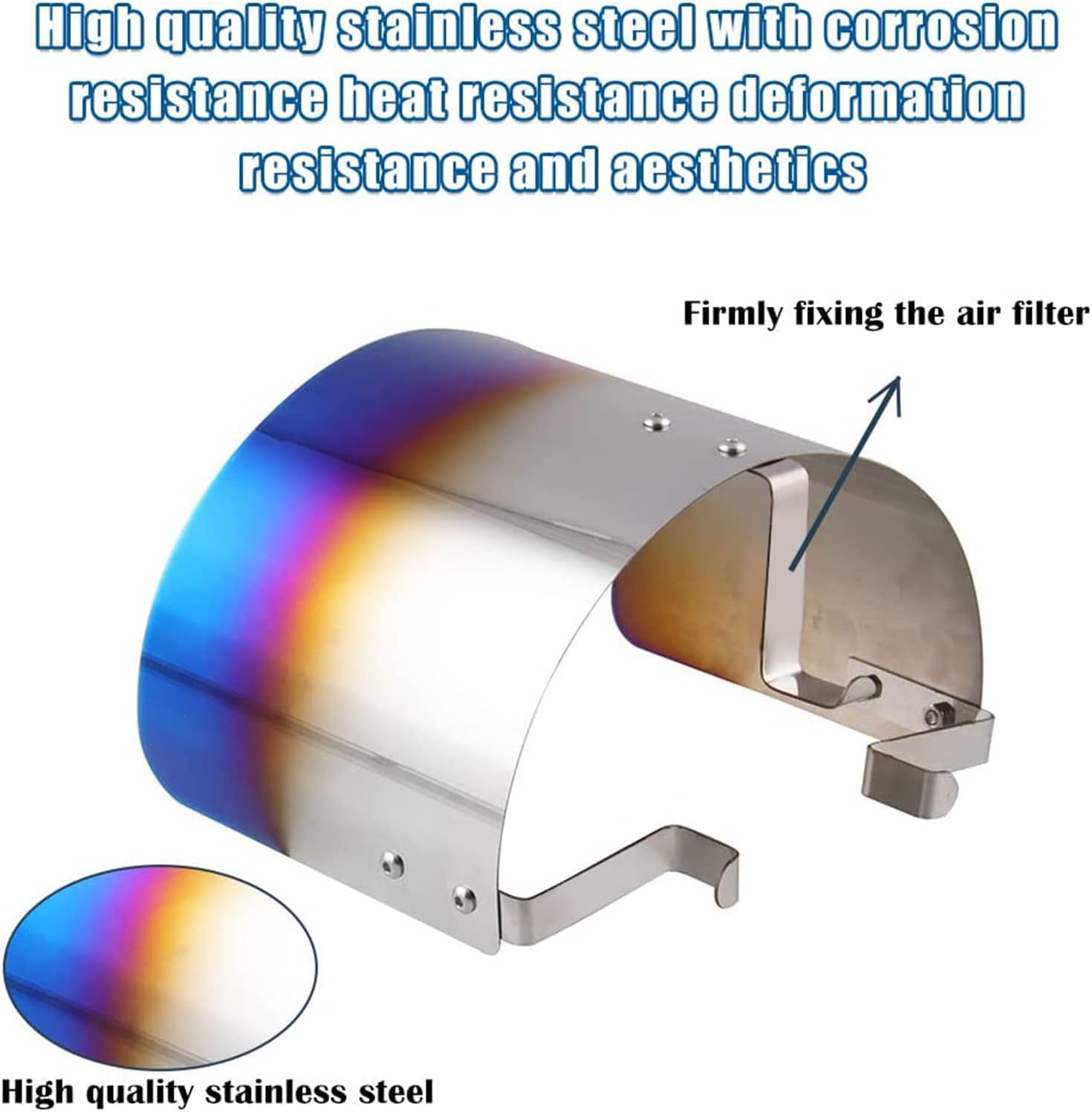 RYANSTAR Universal Air Intake Filter Cover Heat Shield Stainless Steel Cover compatible with 2.5-3.5" Cone Filter