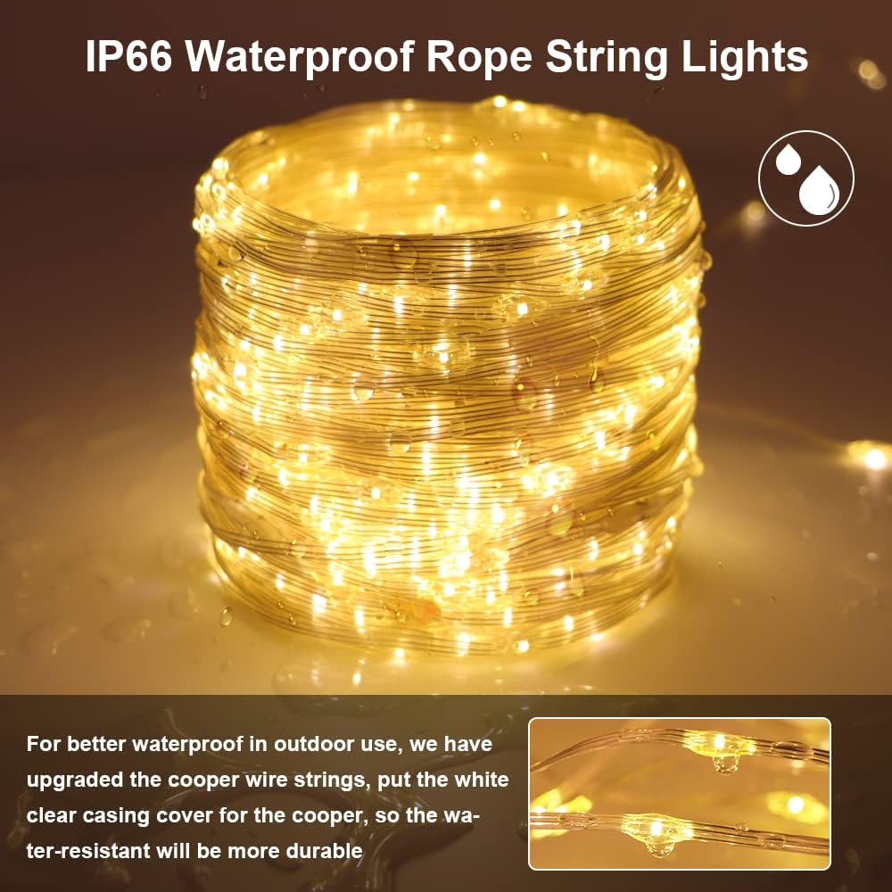 Ultra Long LED String Lights - 328ft 1000LEDs 8 Modes Dimmable Fairy Lights, Waterproof UL Listed Plug Copper Wire with Clear Casing and Remote Control for Room, Patio, Wedding, Party (Upgraded)