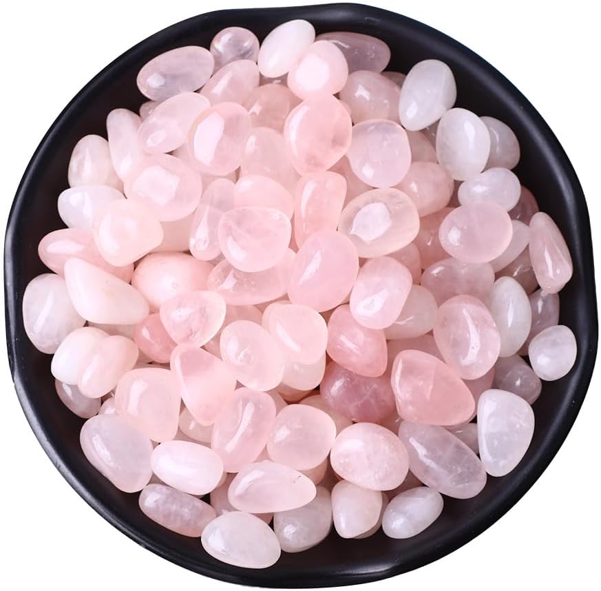 Polished Rose Quartz Crystals 0.62lb Natural Gemstones Crystal Bulk Tumbled Polished Stones Irregular Rocks Chakra Colorful Crystal Vase Filler Decoration Energy Reiki Beginner Gifts