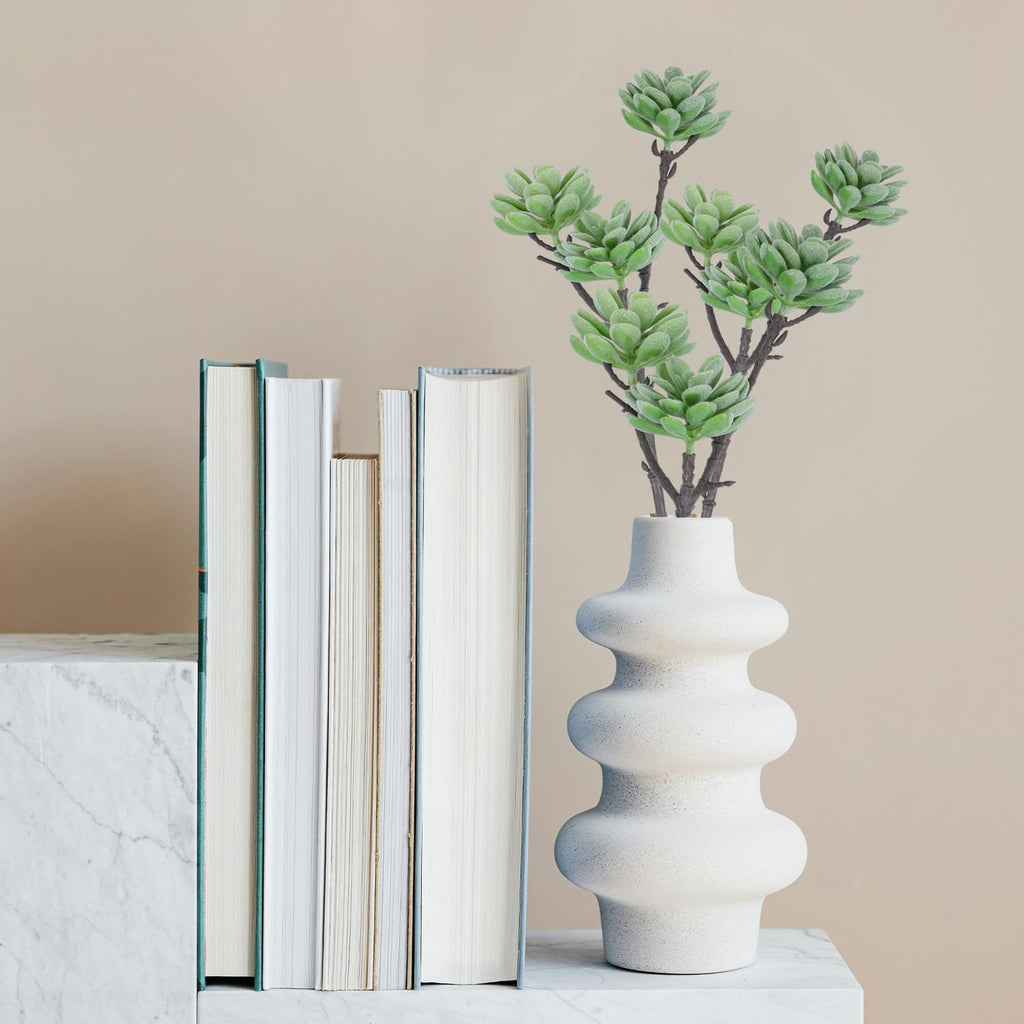 Woration 3PCS Artificial Succulents Branch Fake Plants Unpotted 3-Heads Flocked Succulent Faux Greenery Decor for DIY Basket Planter Centerpiece Floral Arrangement
