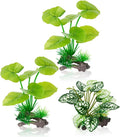 3-Pack Artificial Aquarium Plants Set - 2×6 inch & 1×5 inch Realistic Plastic Fish Tank Decor with Weighted Base for Betta Tanks, Aquascaping, Reptile Terrariums