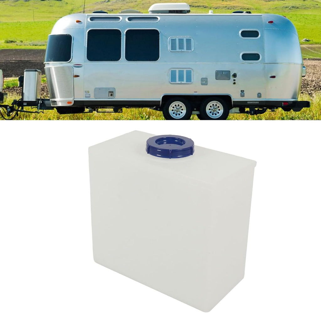 Asixxsix RV Fresh Water Tank, 7 Gallons Leak Proof Potable Water Storage Tank 100mm Inlet Port Diameter Cube Shape Water Plastic Storage for Campers Trailers Motorhomes RVs