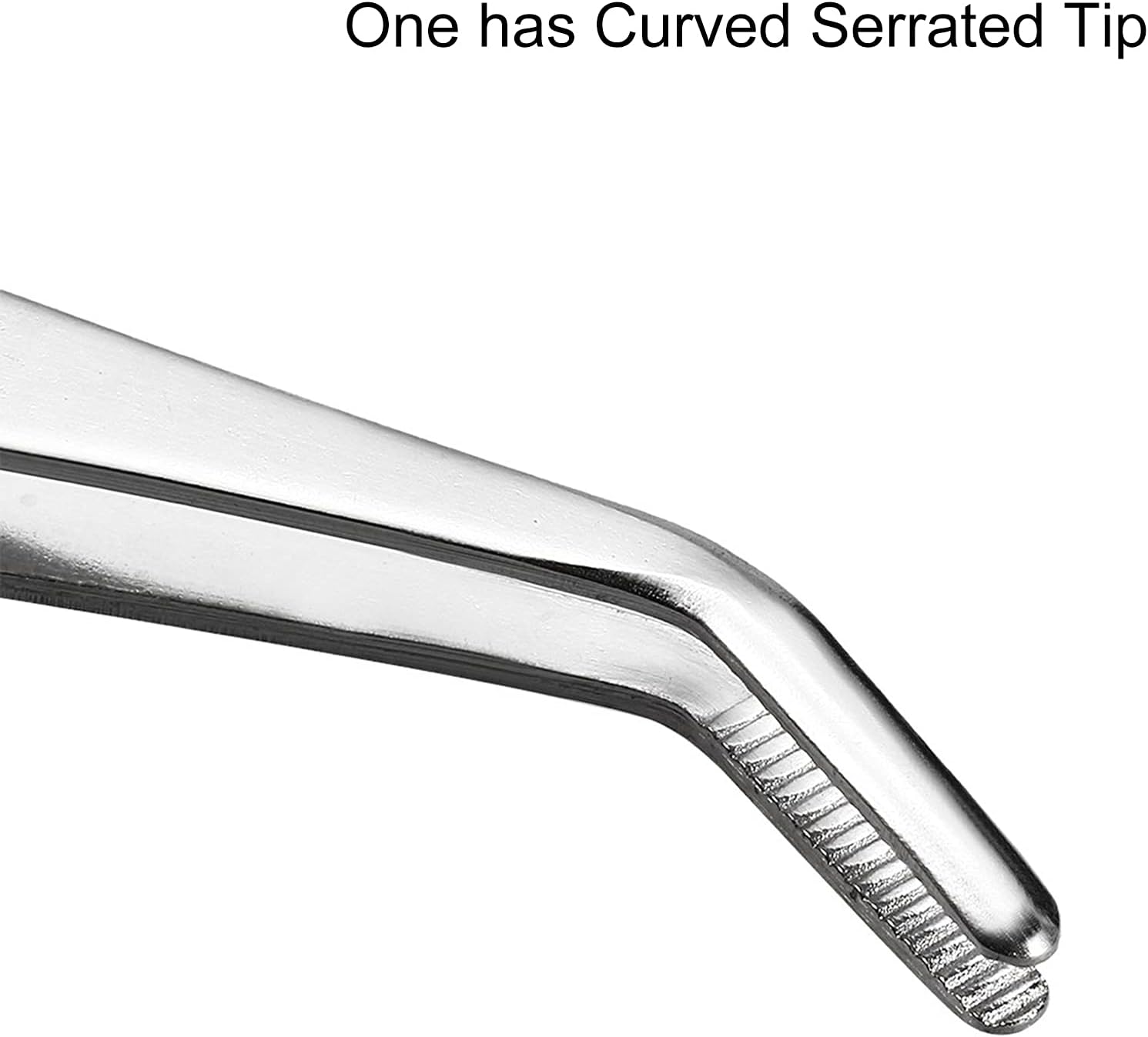 7 Inch Stainless Steel Tweezers with Straight and Curved Serrated Tip Multipurpose Forceps for Craft Repairing 2 Pack