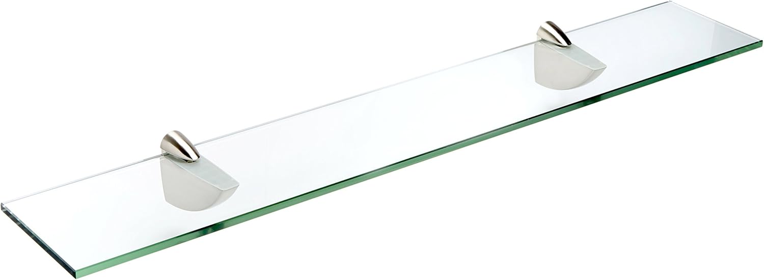 Spancraft Glass O-10x36-Brushed Steel Oriole Glass Shelf, Brushed Steel, 10" x 36"