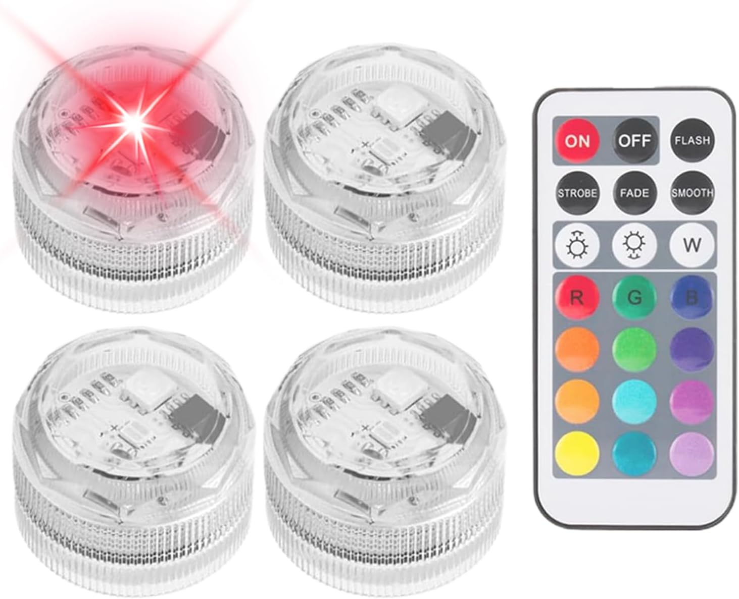 Waterproof Underwater Lights - Wireless RGB Lamp, Reusable Remote Control Decoration, Colorful Underwater Illumination with 4 Modes | Aquarium Pond Vase Spa Camping Parties Birthdays Halloween