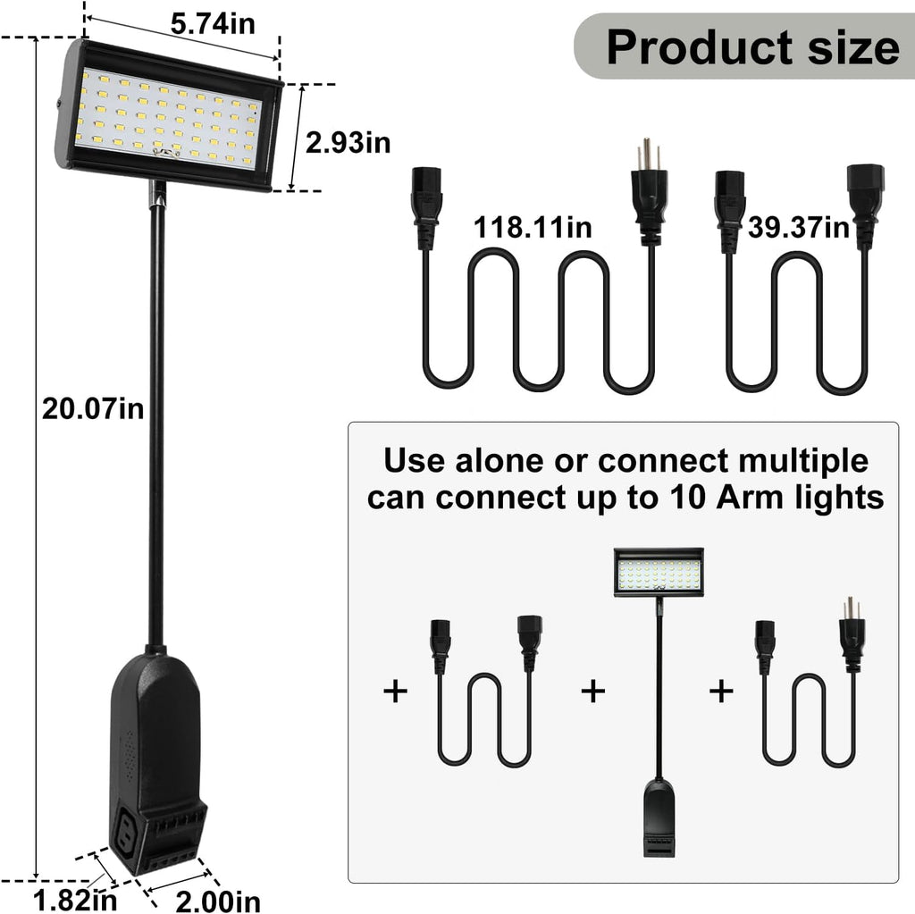 Trade Show Lights LED Display and Exhibit Arm Lighting, Connectable Tradeshow Lights Included Clamps, Mounting Brackets, Power Cables, Connect Cables (2pcs Black) (Black)