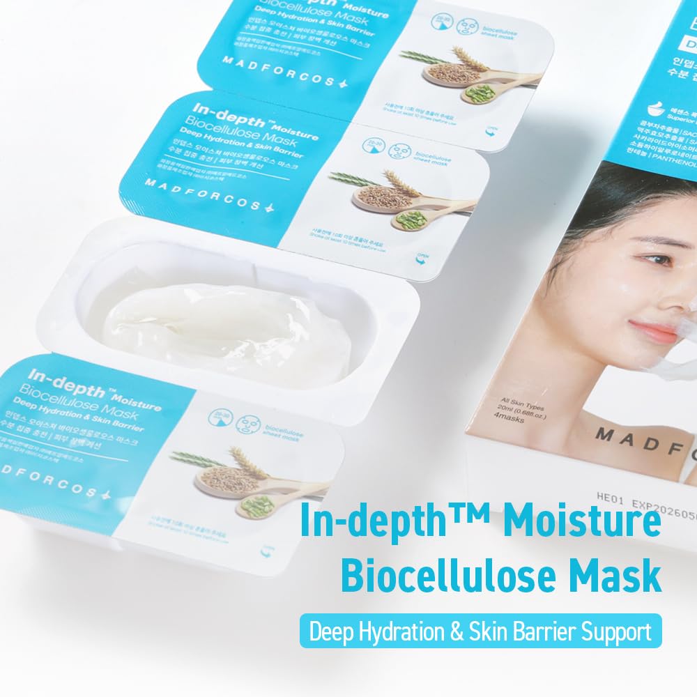 In-depth Moisture Bio-Cellulose Face Mask – Deep Hydration & Barrier Repair Sheet Mask with Natural Ingredients | Korean Skincare for Dry & Sensitive Skin (Moisture, 8 Count (Pack of 1))
