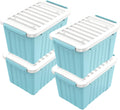 Nazhura 97 Quart Plastic Storage Bin, Blue Stackable and Nestable Storage Boxes with White Lids and Secure Latching Buckles, Large Storage Container, 97 Qt-4 Pack (Blue, 97Quart-4Pack)