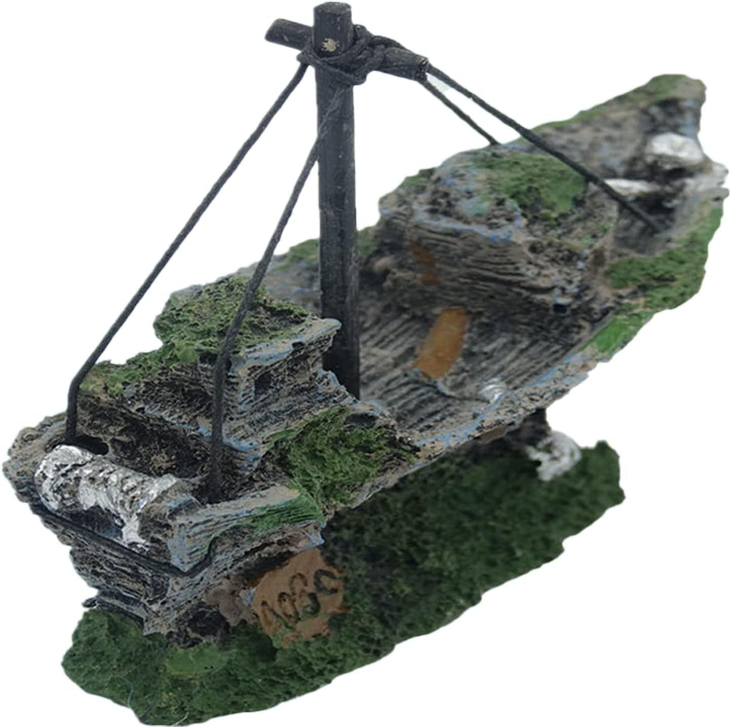 Aquarium Resin Ship Ornament,Shipwreck Fish Cylinder Decoration Rockery is Suitable for Fresh Water Seawater Aquarium Decoration