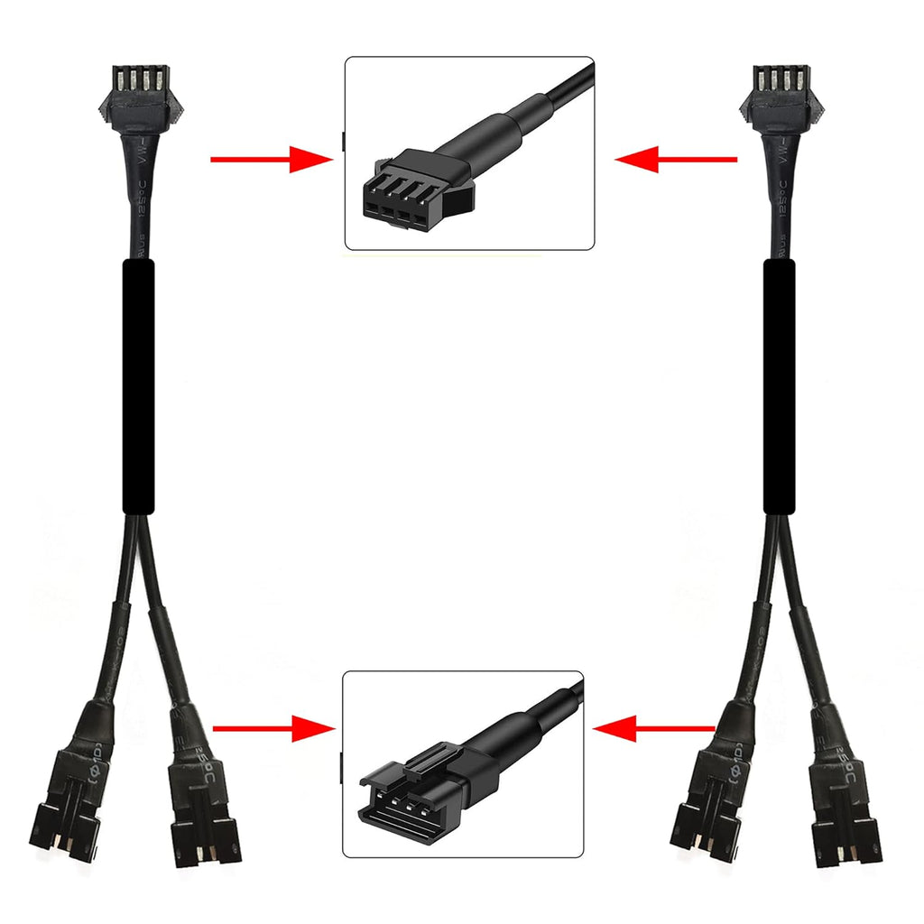 4PC 36in/90CM RGB LED Extension Cable With 2pcs 1-2 way spiltter Y cable,Rock Light Extension Wire,Neon Underglow Wire Cable Extension Kit for ATV Car Motorcycle Accent Light Strips Rock Lights