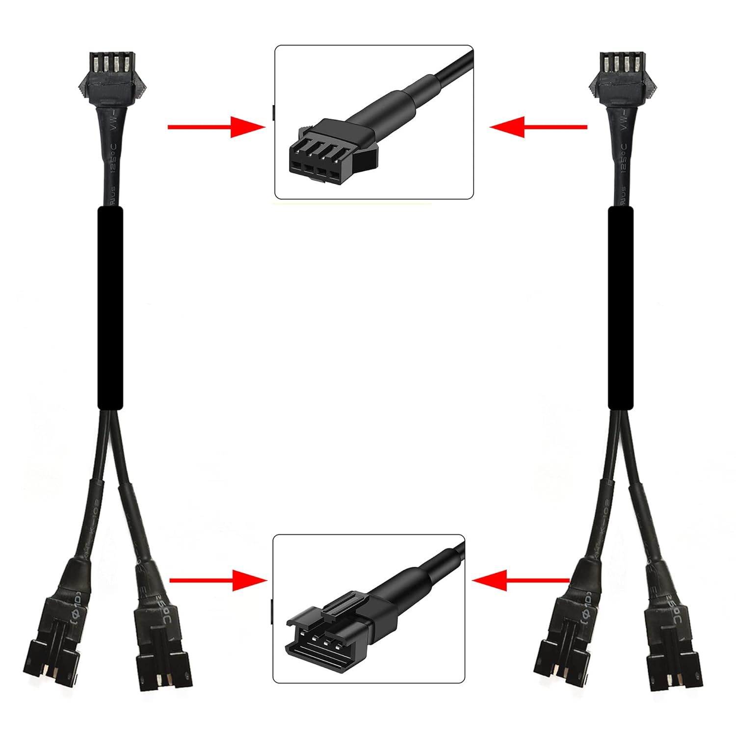 4PC 36in/90CM RGB LED Extension Cable With 2pcs 1-2 way spiltter Y cable,Rock Light Extension Wire,Neon Underglow Wire Cable Extension Kit for ATV Car Motorcycle Accent Light Strips Rock Lights
