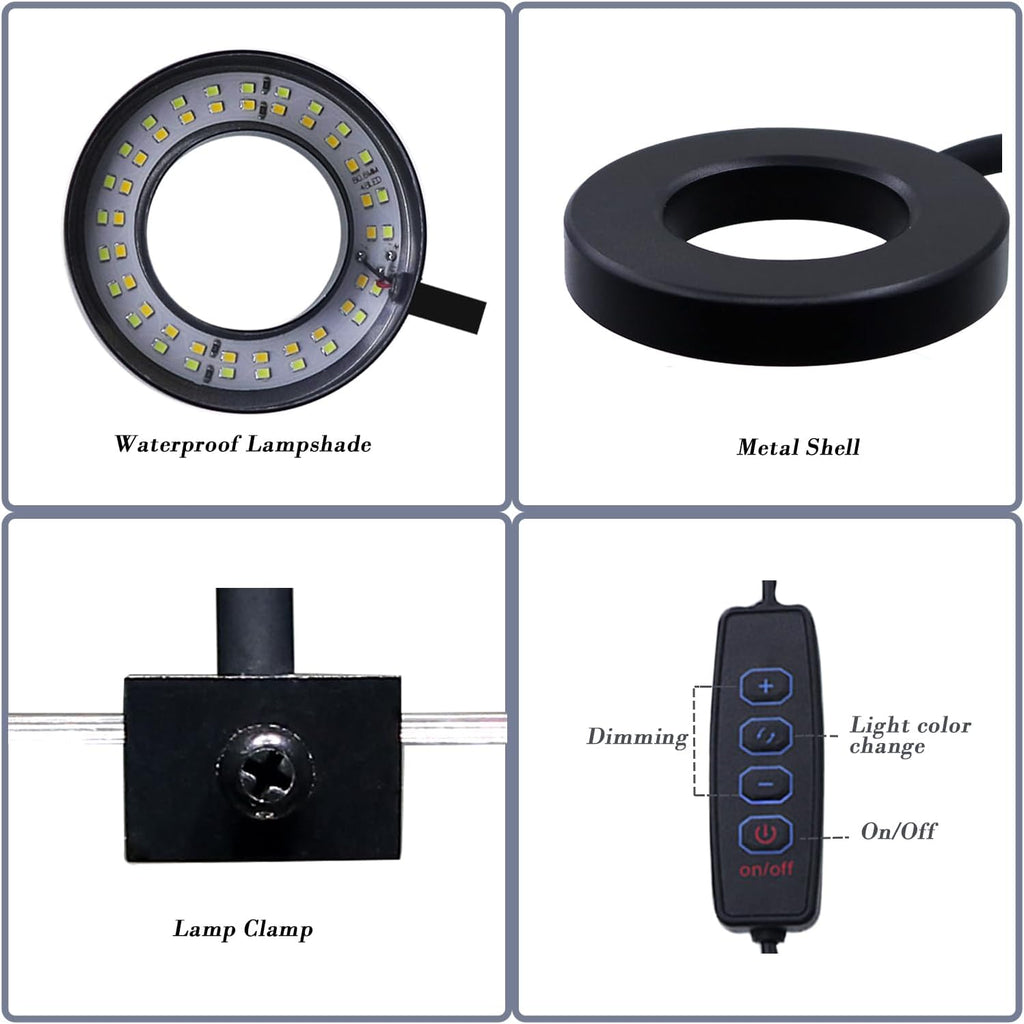 Upgraded Aquarium Light Clip On Fish Tank LED Light Small USB Light Dimmer Multi-Color White+Warm Yellow+Yellow 1 to 5 Gal (Adapter NOT Included, No Timer)