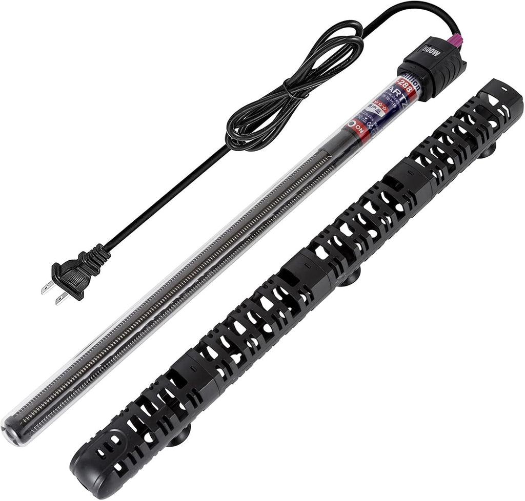 100W/300W/500W Aquarium Heater 500 Watt Fish Tank Heater Submersible Auto Thermostat Turtle Tank Heater 40-90 Gallon with Protective Sleeve and 3 Suckers