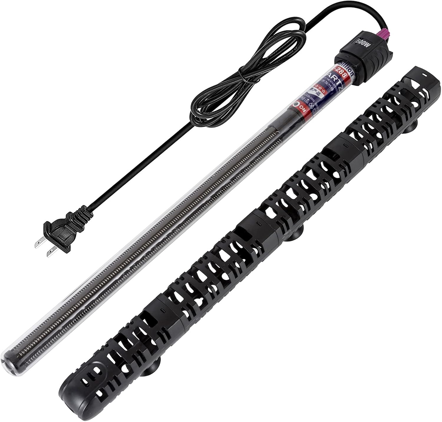 100W/300W/500W Aquarium Heater 500 Watt Fish Tank Heater Submersible Auto Thermostat Turtle Tank Heater 40-90 Gallon with Protective Sleeve and 3 Suckers