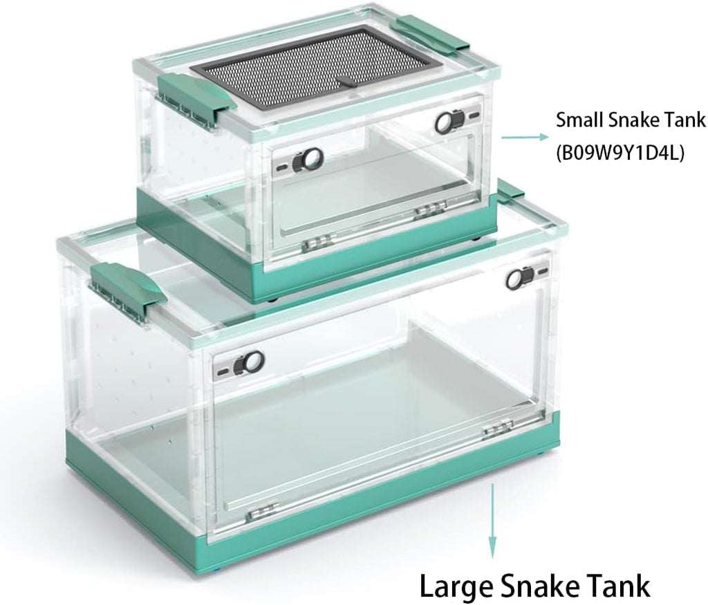 Large Snake Reptile Tank Amphibians Habitat Cages Sliding Screen Top for Lizard,Gecko, Frog, Hamster Animals(21.65"x12.6"x12.2") (Grey Blue)…