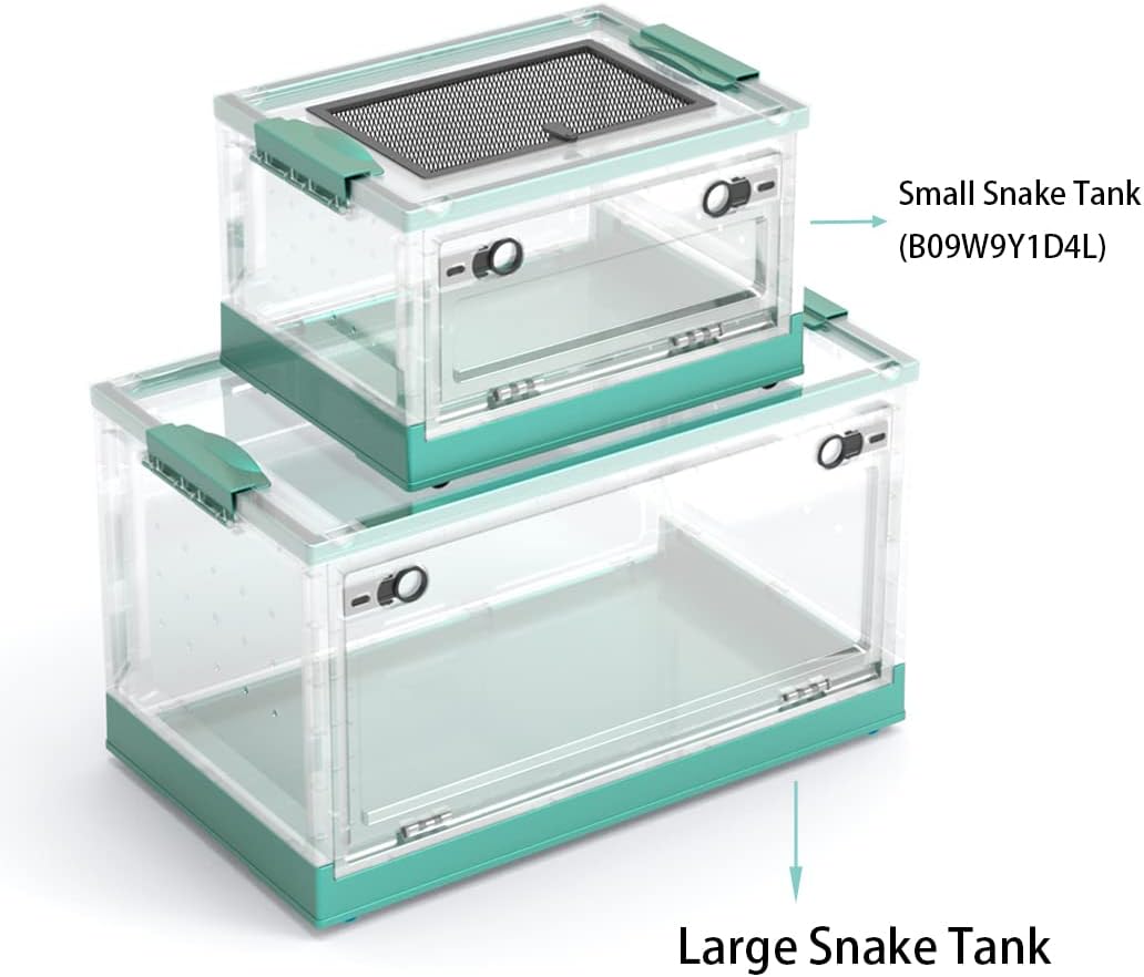 Large Snake Reptile Tank Amphibians Habitat Cages Sliding Screen Top for Lizard,Gecko, Frog, Hamster Animals(21.65"x12.6"x12.2") (Grey Blue)…