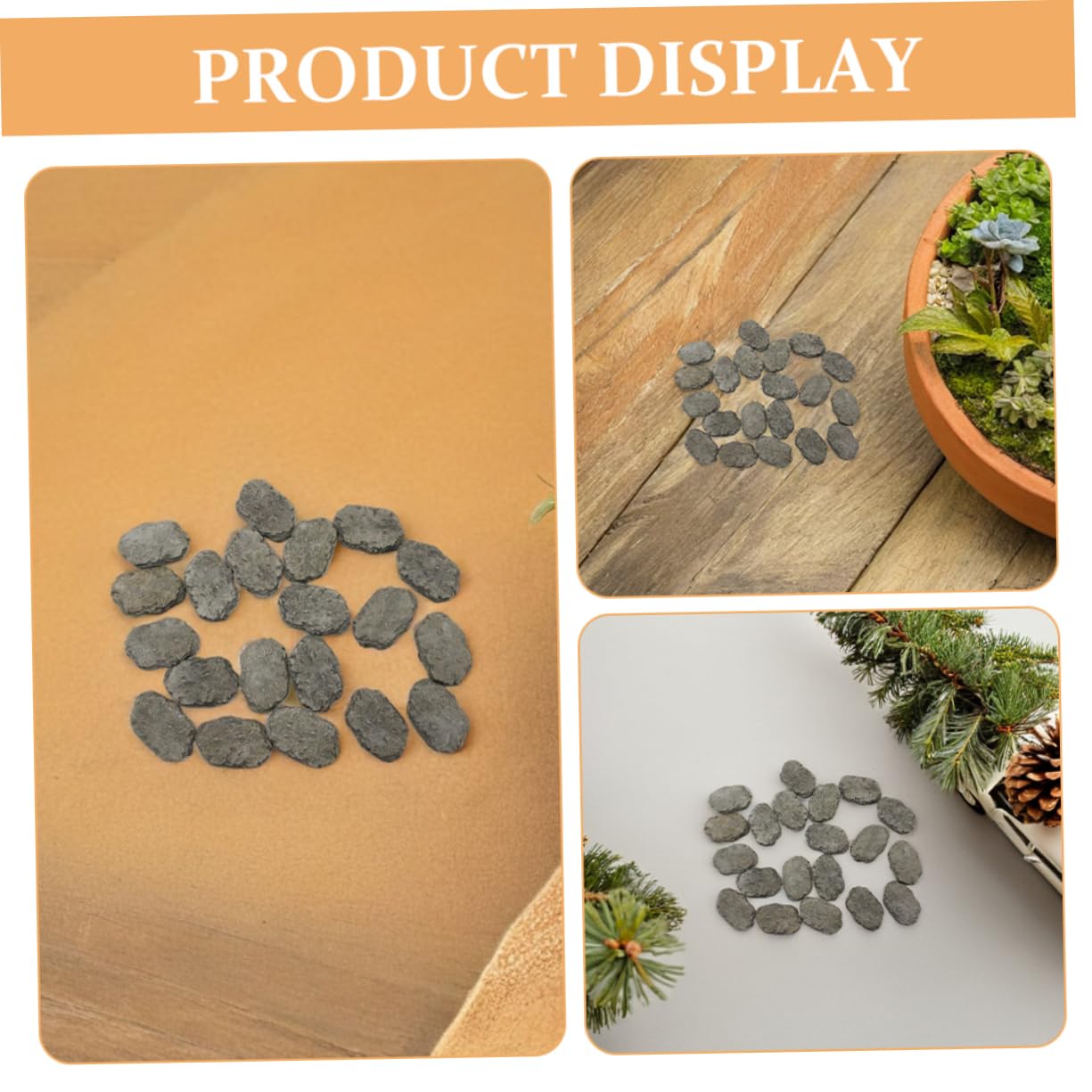 20PCS Miniature Stepping Stone Set for Fairy Garden Decor DIY Bonsai Micro Landscape Accessories Resin Rock Decorations for Garden Pathways and Aquarium Ornaments