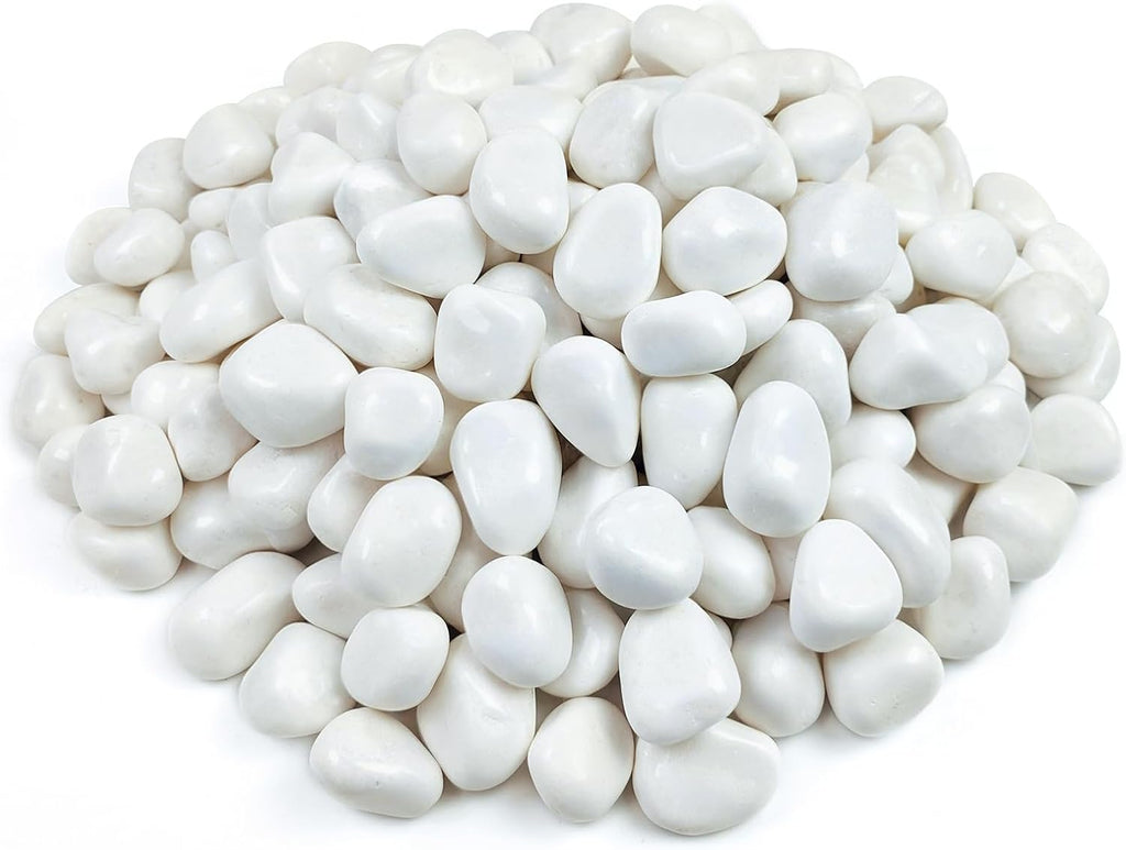 20 lbs White River Rocks for Landscaping, 1-2 Inch Polished Pebbles Stones for Indoor Plants, Vases, Fish Tank, Garden, Top Dressing and Bottem Drainage