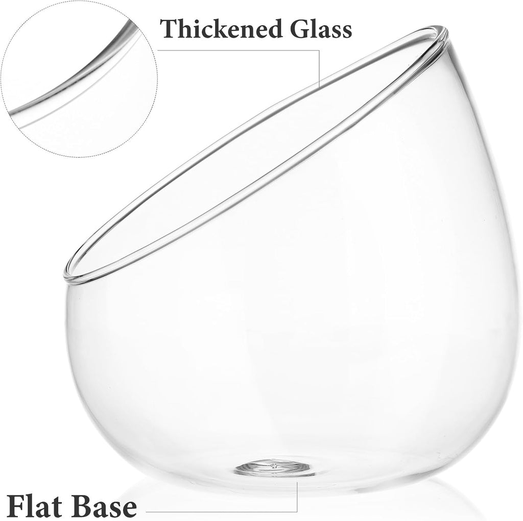 Yardwe 1PC Glass Terrarium Bowl Vase Slant Cut Bubble Bowl Glass Plant Terrarium Container Micro Landscape Planter for Succulent Plant