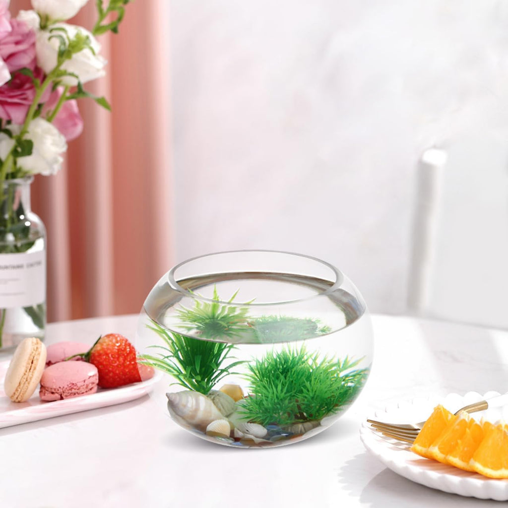GANAZONO Office Decor Glass Vase Glass Fish Bowl Clear Terrarium Globe Flower Vase Small Goldfish Tank Bubble Planter for Wedding Event Arrangements Home Decor 20cm s