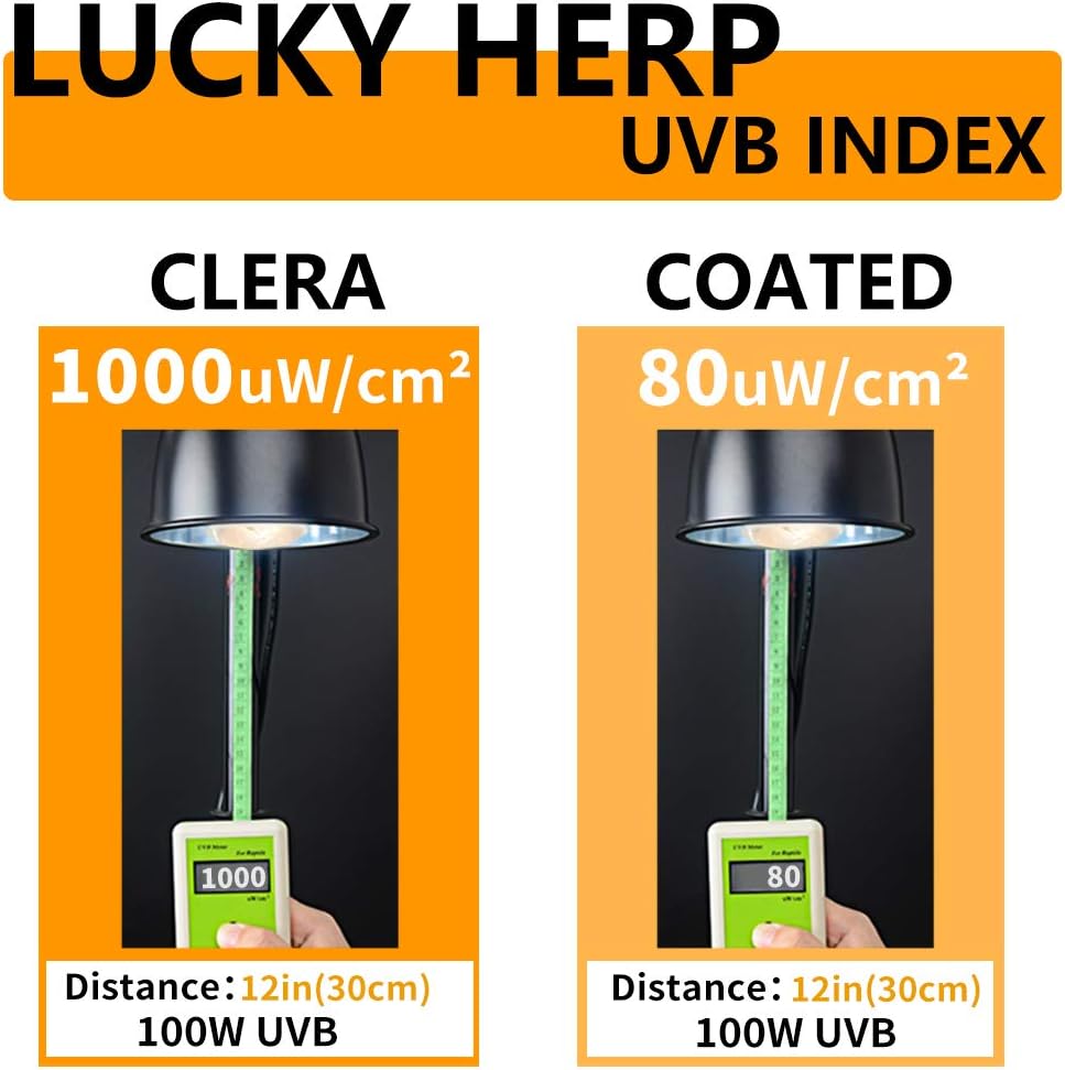 LUCKY HERP 100 Watt UVA UVB Full Spectrum Vapor Heat Lamp Bulb, Self-Ballasted UV Heat Lamp/Bulb/Light for Reptile and Amphibian, Sun Lamp for Bearded Dragon Lizard Turtle(Coated)