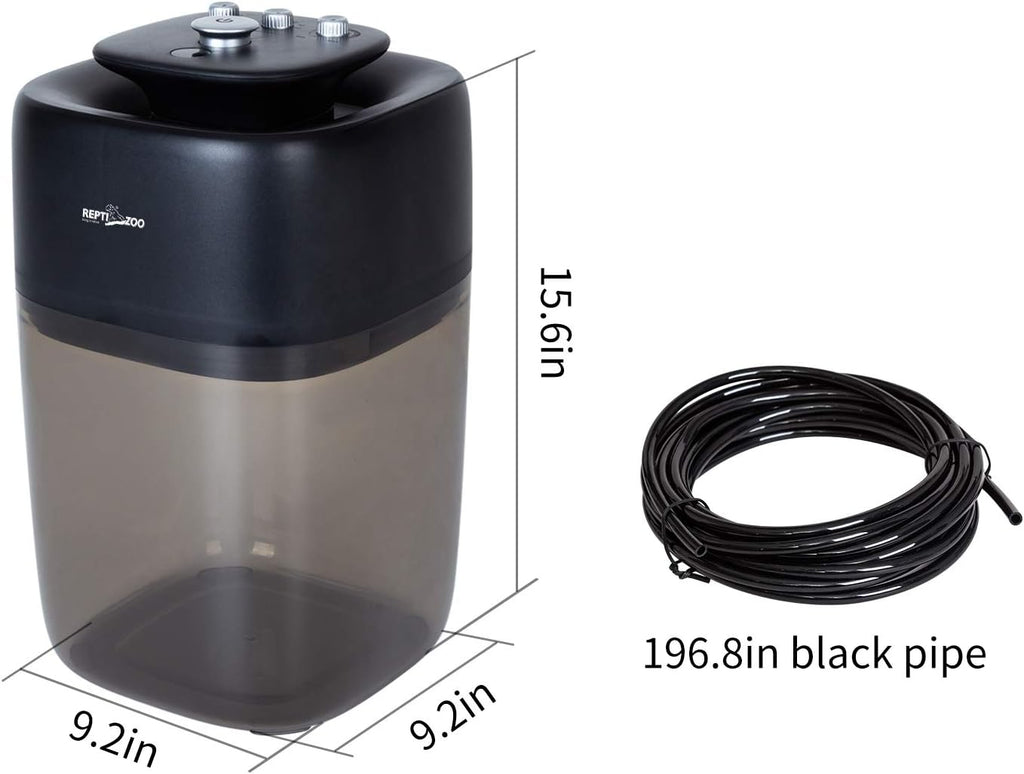 REPTI ZOO 10L Reptile Mister Fogger Terrariums Humidifier Extremly High Pressure Silent Pump Fog Machine Misting Rainforest Sprayer System Tank with 4PCS Nozzles for a Variety of Reptiles/Amphibians