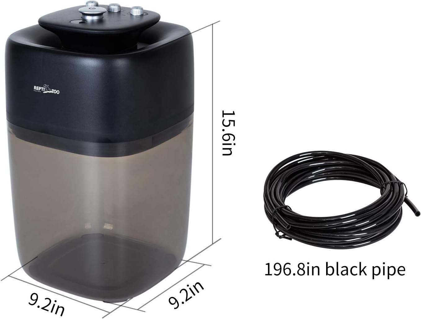 REPTI ZOO 10L Reptile Mister Fogger Terrariums Humidifier Extremly High Pressure Silent Pump Fog Machine Misting Rainforest Sprayer System Tank with 4PCS Nozzles for a Variety of Reptiles/Amphibians