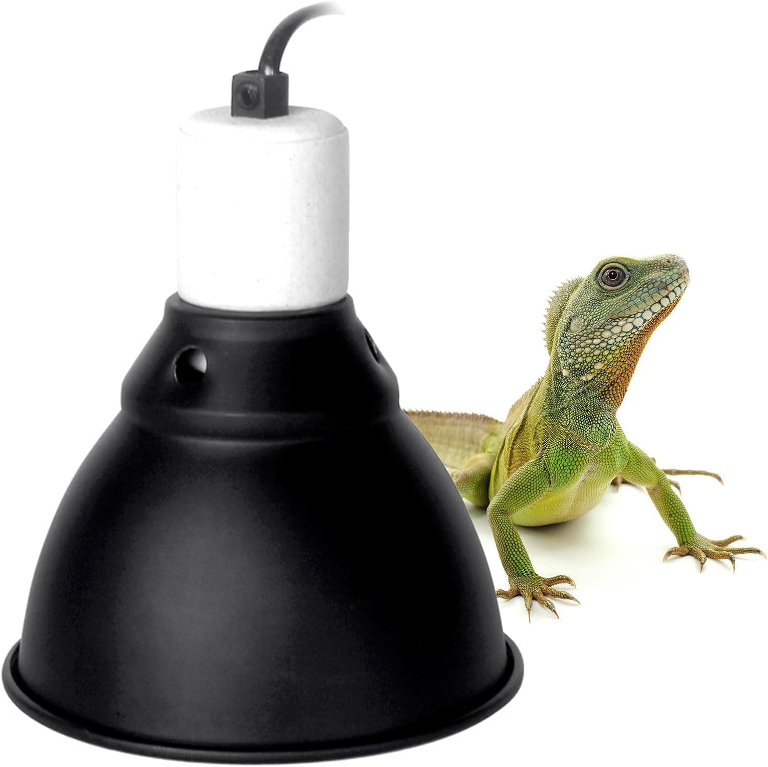 BNOSDM Reptile Light Fixture,5.5 Inch Shallow Dome Reptiles Heat Lamp Fixture for UVB UVA Bulb,Heat Basking Bulb,Optical Reflection Heat Lamp Fixtures for Reptile Amphibian Tank Terrariums