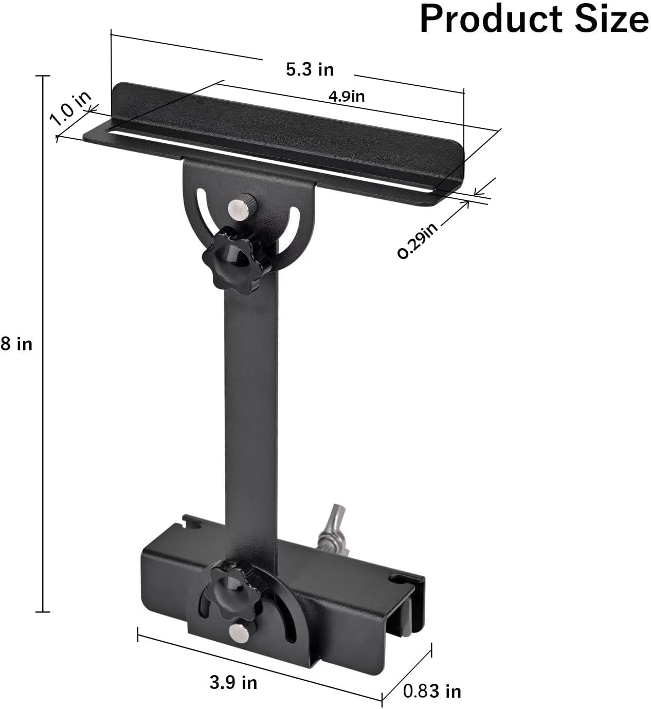 Aquarium Light Riser & Holder - Adjustable Clamp Kit (2pcs), Max 0.83" Glass+Trim, Fits ≤4.9" Wide Lights on Lidless Tanks (Large)