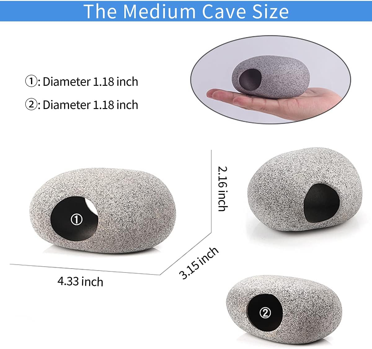 Aquarium Hideaway Rock Cave for Aquatic Pets to Breed, Play and Rest, Stackable Aquarium Cichlid Cave, Betta Hideout and House, Safe and Non-Toxic Ceramic Fish Tank Decorations
