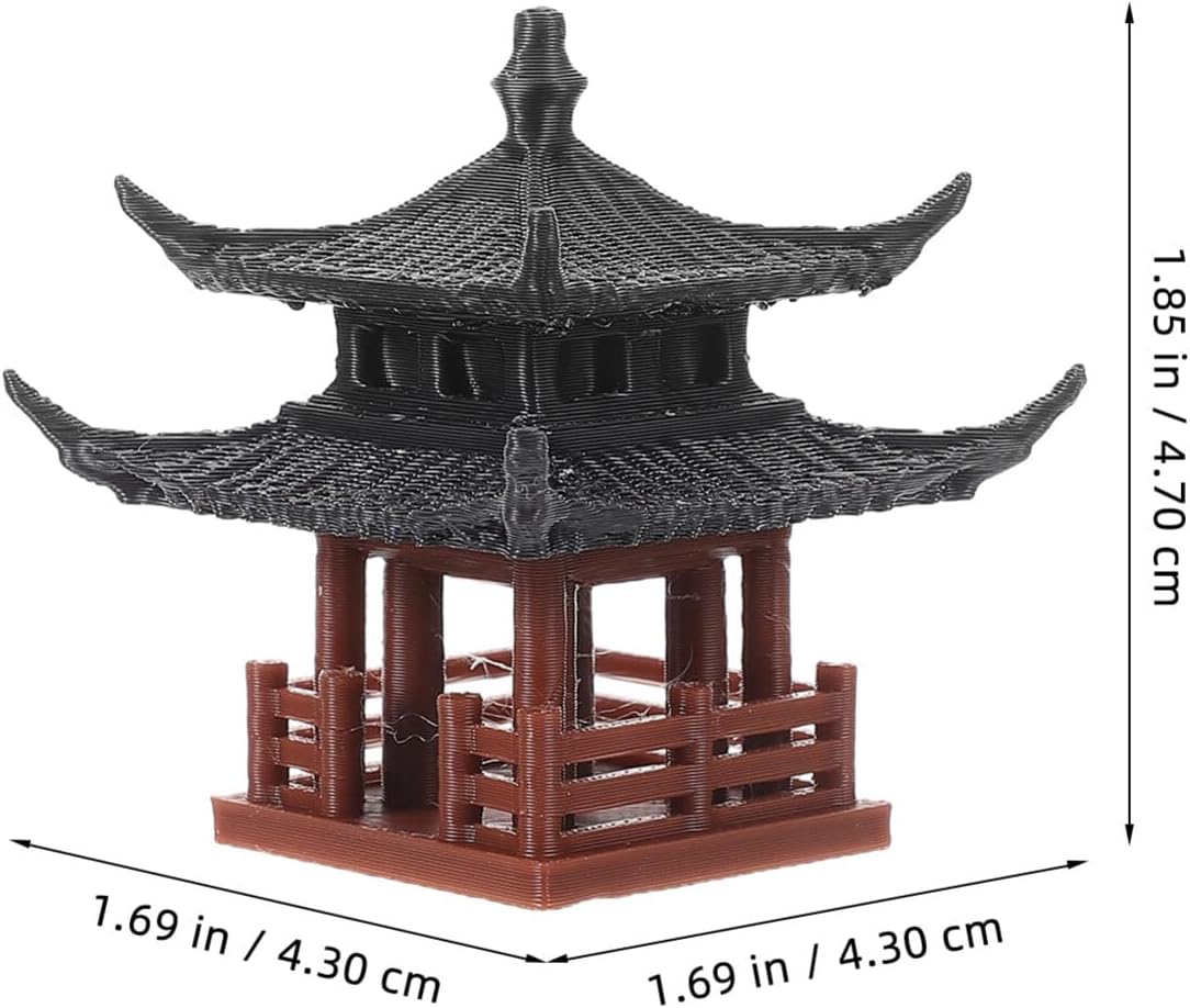SUPVOX Miniature Pavilion Figurine Aquarium Decoration Small Chinese Garden Ornament Fish Tank Shelter Micro Landscape Bonsai Accessory