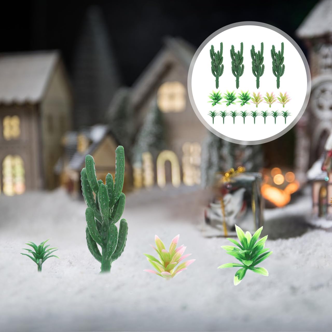 18Pcs Miniature Cactus Tree Model Set for Architectural Dioramas DIY Landscape Craft Accessories