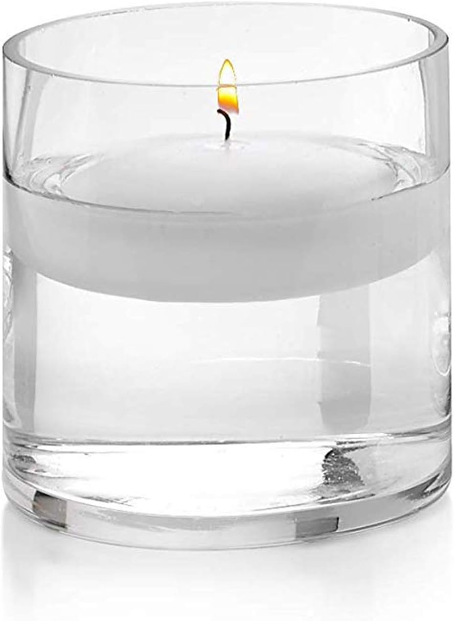 WGV Cylinder Vase, 4" W x 4" H, Floral Container, Glass Candle Holder Centerpiece Planter Terrarium for Wedding Party Event, Home Office Decor, Clear, 1 Piece