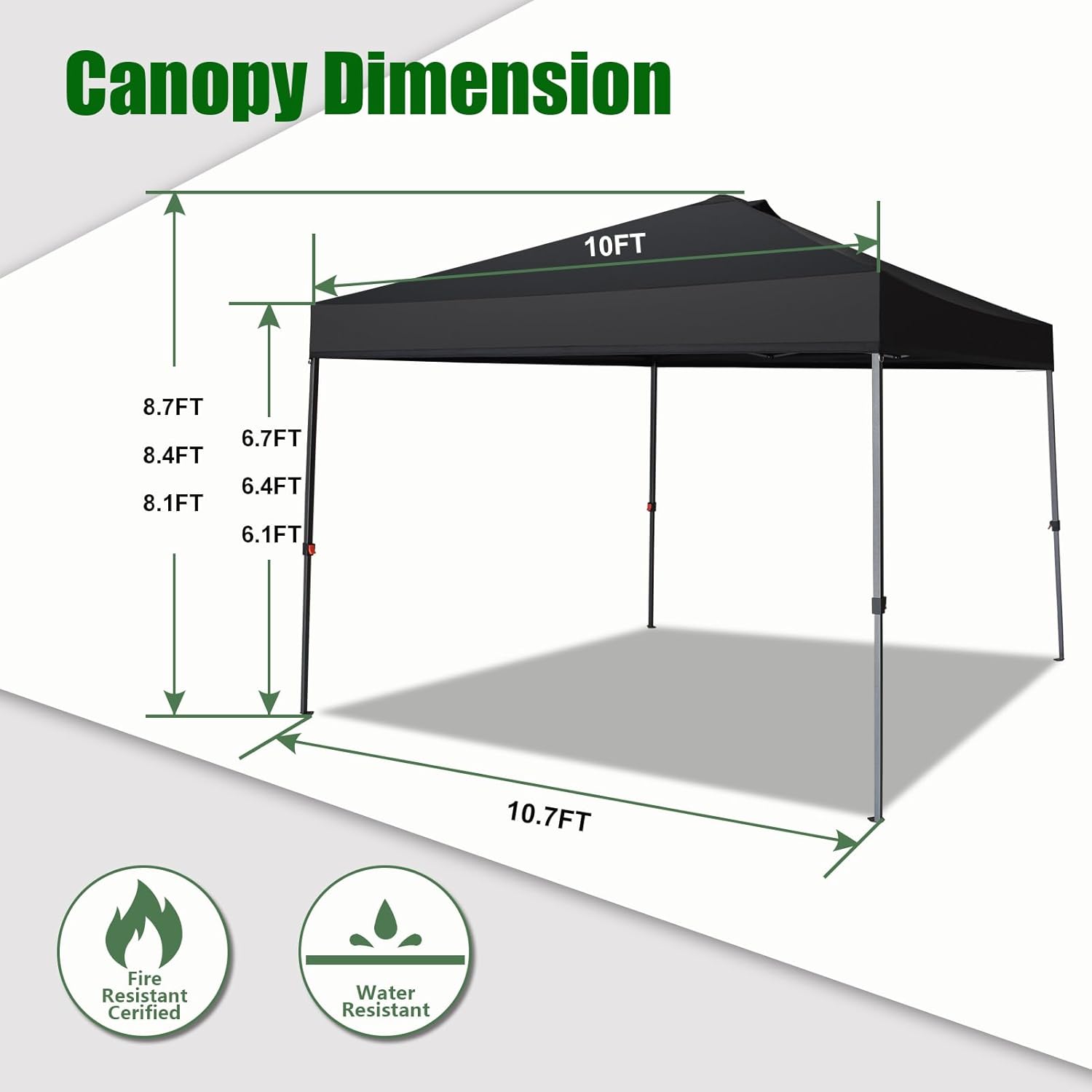 Eurmax USA NOMATTER ONE-Person Open&Close 10x10ft Pop Up Canopy Tent，Portable Shelter Canopy for Outdoor Events，Instant Canopies, Temporary Sunshade,Bonus 4 Sand Bags(Hi-Vis Green)