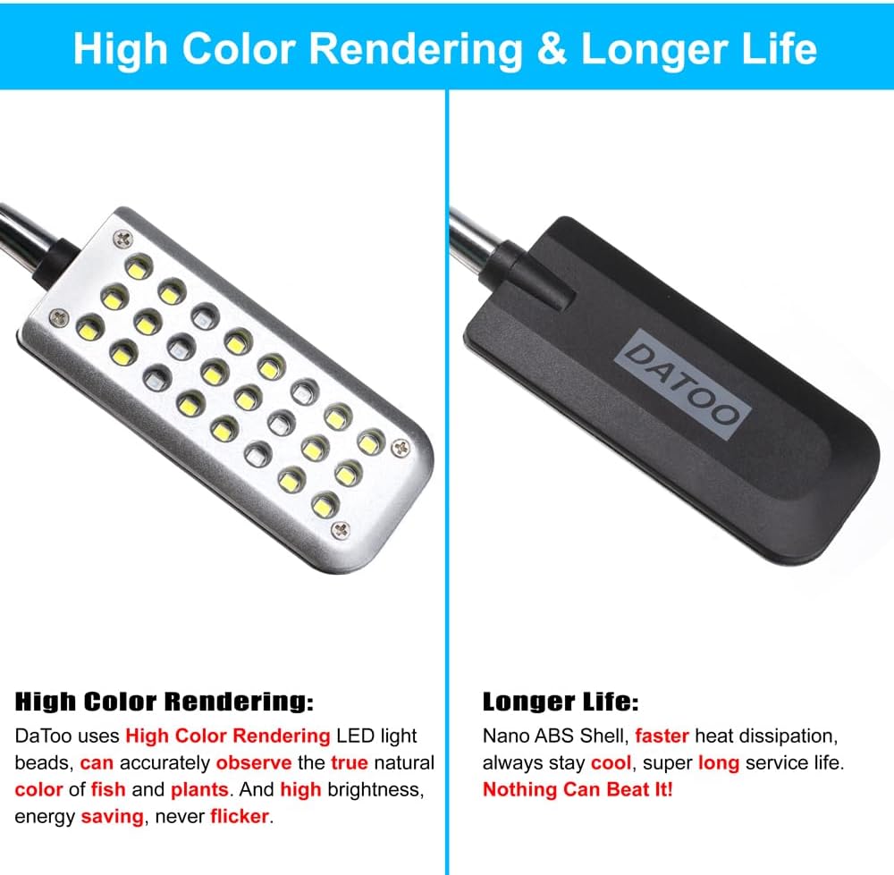 Aquarium Light Small LED Clip Light for Fish Tank 1.5W with Timer&Dimmer, 1 Yr Warranty