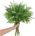 12 Pcs Mixed Eucalyptus Leaves Stems, Faux Branches with 5 Kinds of Leaves for Wedding Bouquet Table Centerpieces - Green