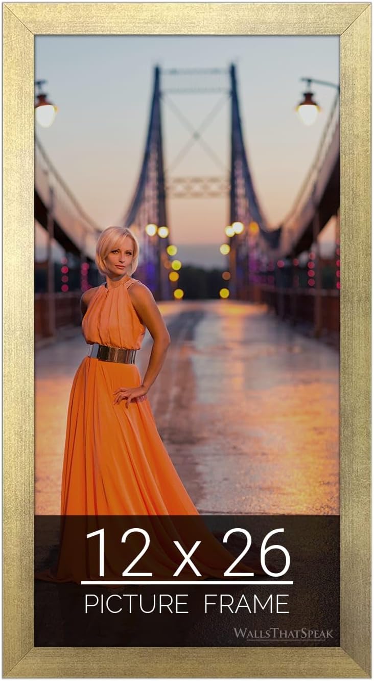 wallsthatspeak 12x26 Gold Picture Frame for Puzzles Posters Photos or Artwork