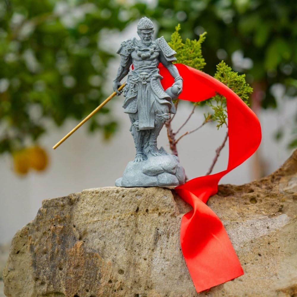 livelyfish Aquarium Monkey King Statue Standing Sun Wukong Figurine Sandstone Decorative for Fish Tank Garden Decor (M)