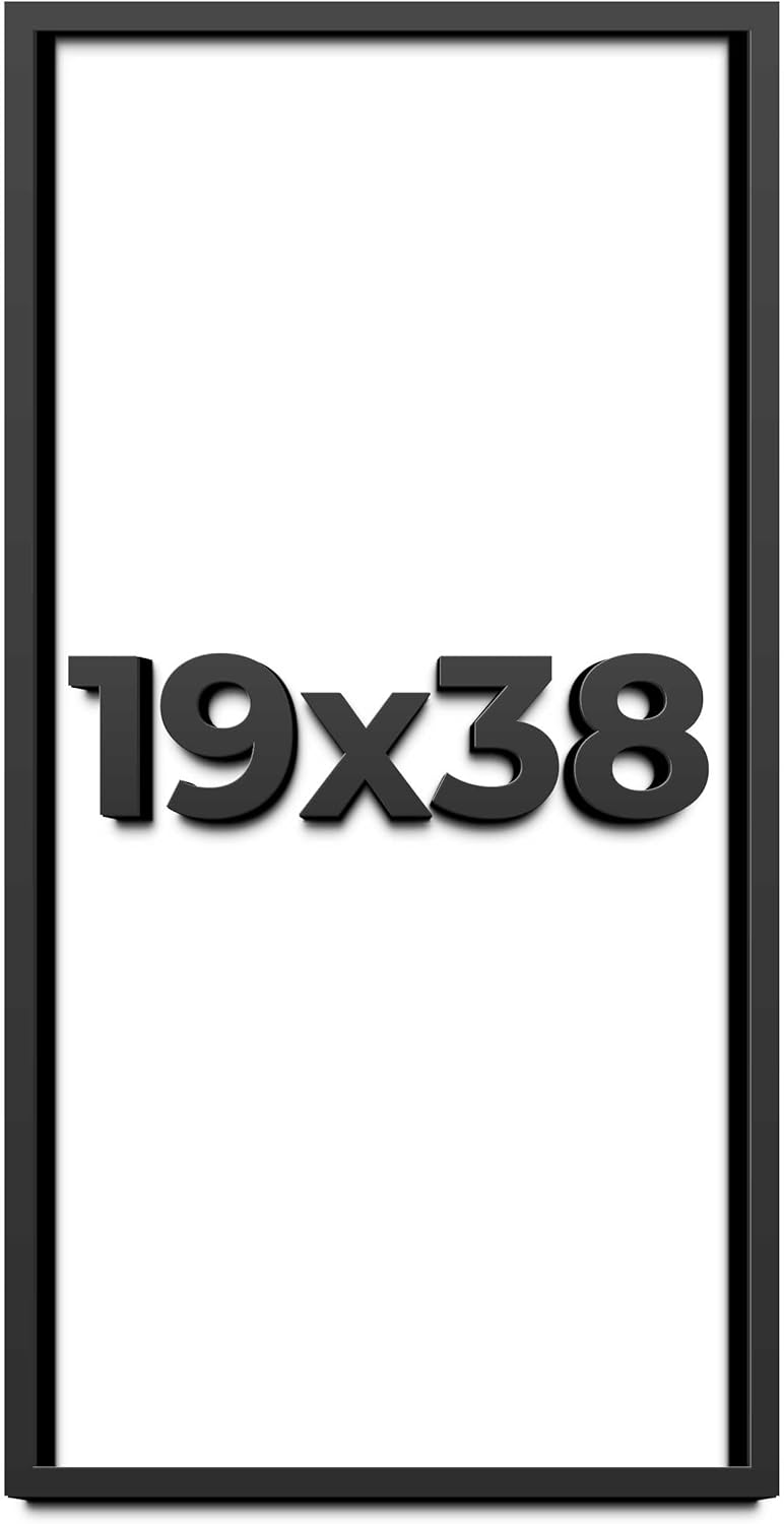 19x38 Shadow Box Frame Black | 1 Inch Deep Solid Wood Shadowbox Display | UV Resistant Acrylic Plexiglass, Acid Free Backing, Hanging Hardware | Dugan Picture Style