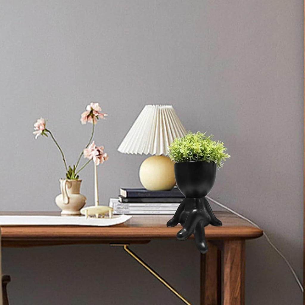Zerzsy Small Fake Plants with Human-Shaped Pots Office Decor for Women and Men, Cute Faux Plants Indoor for Office or Home Decoration- Set of 1