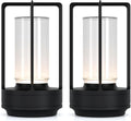 Portable Metal Table Lamp for Indoor/Outdoor ,Rechargeable Cordless LED Lamp, 3-Colour Infinitely Dimming Battery Powered Small Desk Lamp, Restaurant/Bedroom/Bar/Coffee/Camping Light (Black Set of 2)