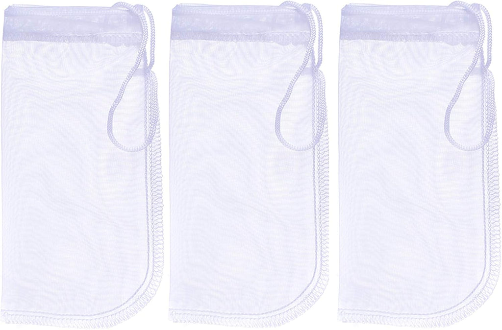 ALEGI Media Filter Bag Aquarium Extra Fine,Reusable 180 Micron Drawstring Mesh Filter Bags for Very Fine Resins Filter (7.5"*3.6" (3 Pack))