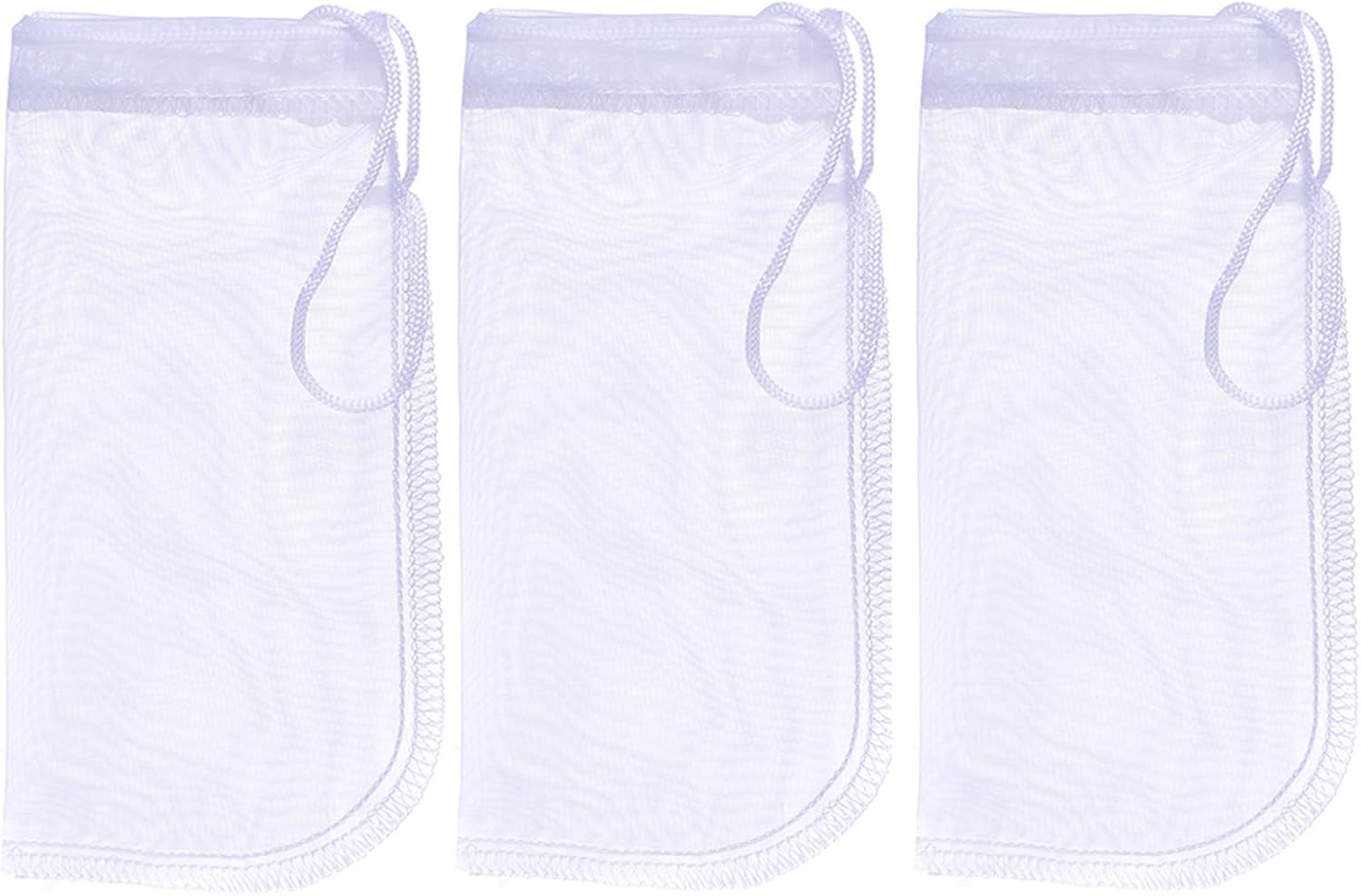ALEGI Media Filter Bag Aquarium Extra Fine,Reusable 180 Micron Drawstring Mesh Filter Bags for Very Fine Resins Filter (7.5"*3.6" (3 Pack))