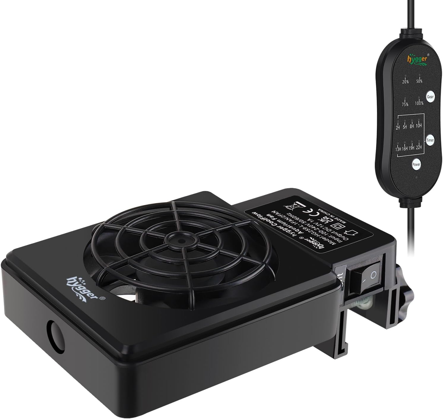 hygger Adjustable Speed Aquarium Cooling Fan, Quiet Fish Tank Cooler with Timer Water Chiller for Axolotl Tank Accessories 1 Fan