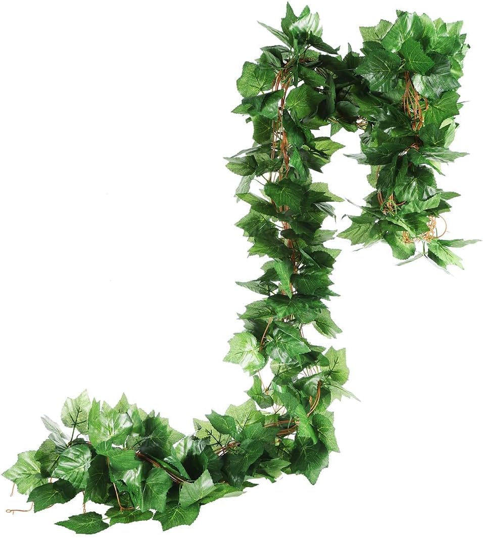 91Ft 12 Strands Autumn Artificial Grape Plant Fake Greenery Garlands Hanging Leaves Plant Vine Fall Decoration for Home Wedding Wall Party