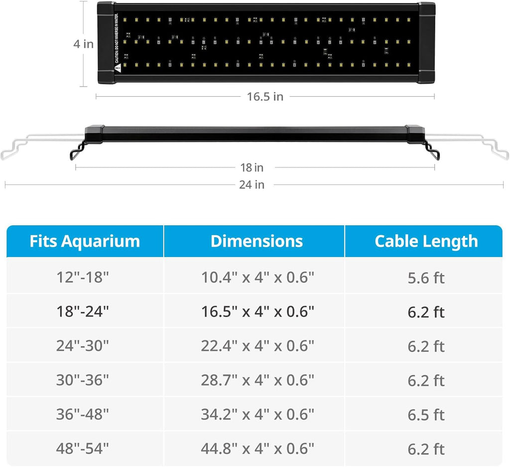 NICREW ClassicLED Plus LED Aquarium Light with Timer, 15 Watts, for 18 to 24 Inch Fish Tank Light, Daylight and Moonlight Cycle, Brightness Adjustable