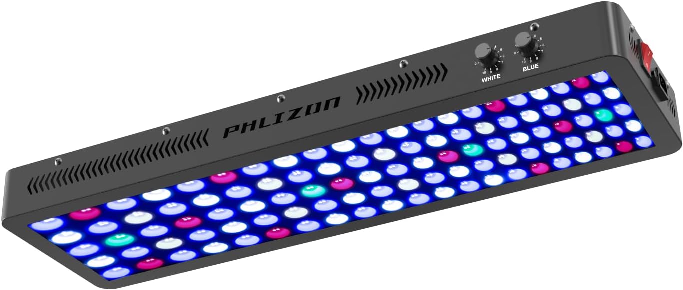 Phlizon 300W Dimmable Full Spectrum Aquarium LED Light Fish Tank Light with Daisy Chain Function for Saltwater Freshwater Coral Reef Fish Tank (28"x8.5"x2.4")